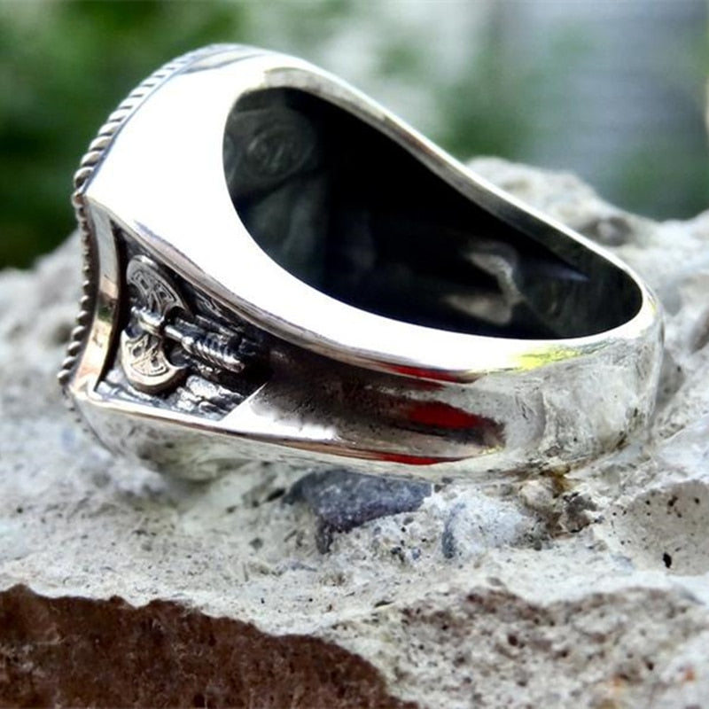 Viking 316L Stainless Steel  Thor Hammer Double Axe Rings