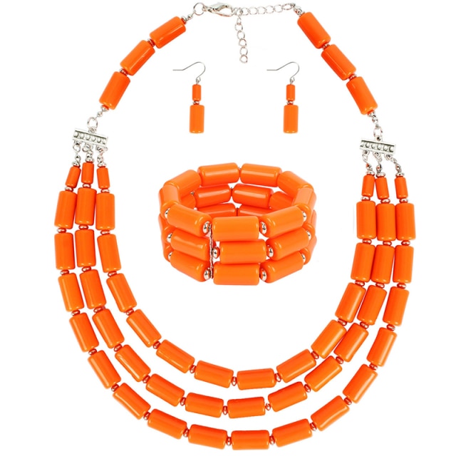 Bib Beads Necklace Earring Bracelet Sets