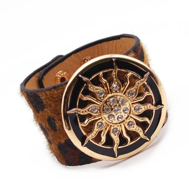 Wide Circle Buckle Bracelet & Bangles Adjustable Wrap Bracelet