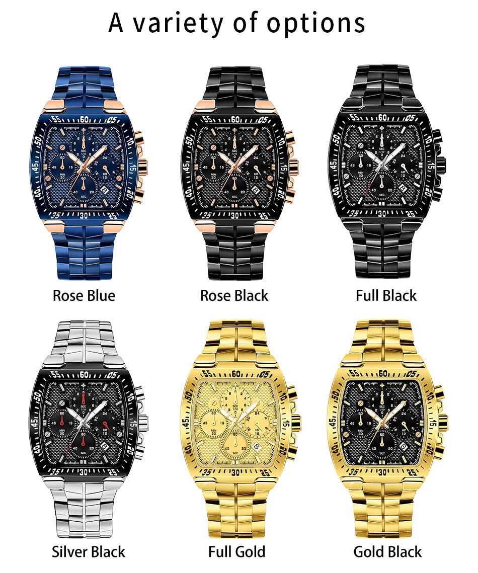 Sports Military Watches Men Luxury Gold Square Quartz Waterproof Wristwatch