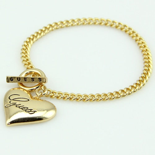 Fashion Bow Cuff Crystal Rhinestones Gold Heart Bracelet