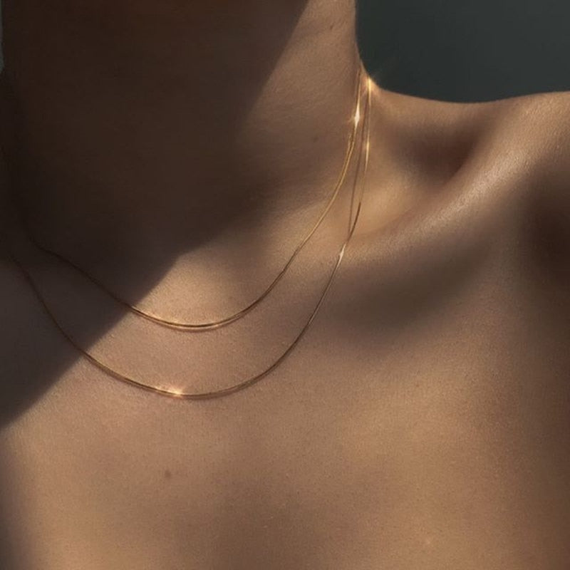 Women Neck Chain Gold Color Choker Necklaces