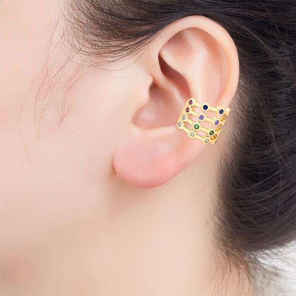 Pendientes de clip con circonitas de cobre de 13 estilos