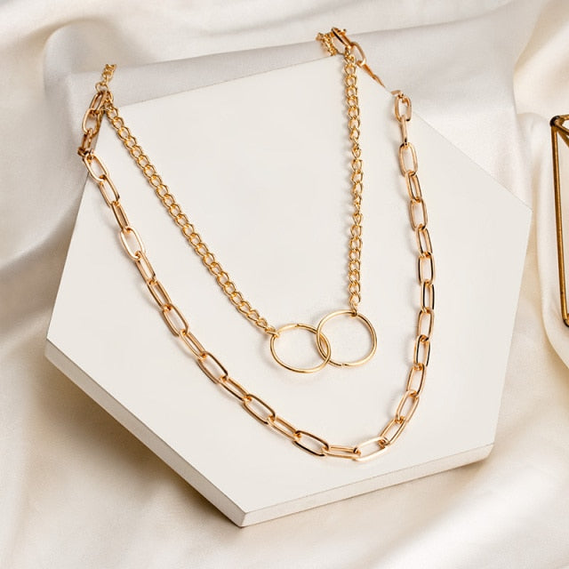 Vintage Golden Chains On The Neck  Choker Necklaces