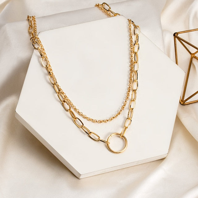 Vintage Golden Chains On The Neck  Choker Necklaces