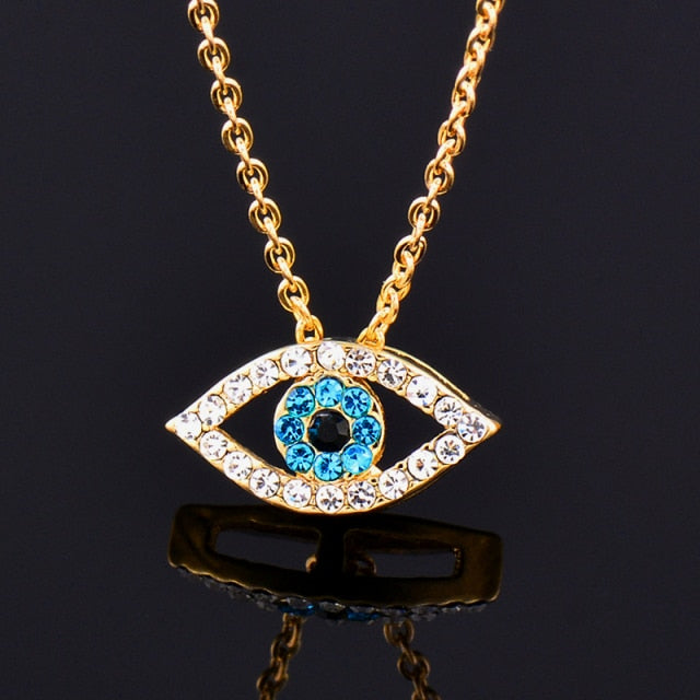 Blue Evil Eye Blue Rhinestone Eye Choker Necklace