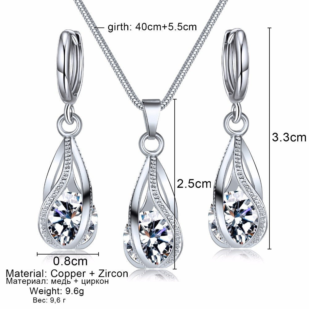 Crystal Pendant Necklace Unusual Jewelry Set