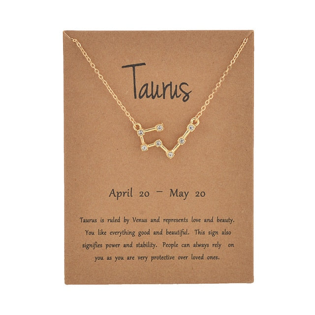 Female Elegant Star Zodiac Sign 12 Constellation Necklaces
