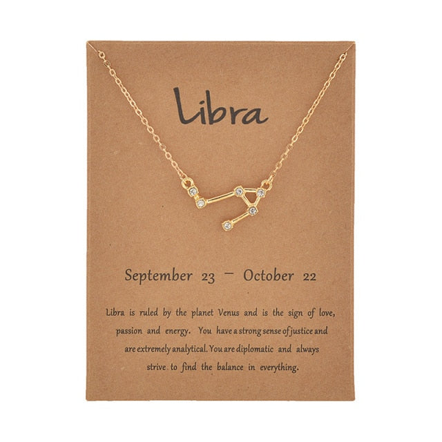 Female Elegant Star Zodiac Sign 12 Constellation Necklaces