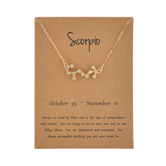 Female Elegant Star Zodiac Sign 12 Constellation Necklaces