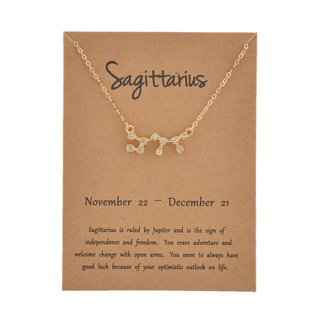 Female Elegant Star Zodiac Sign 12 Constellation Necklaces