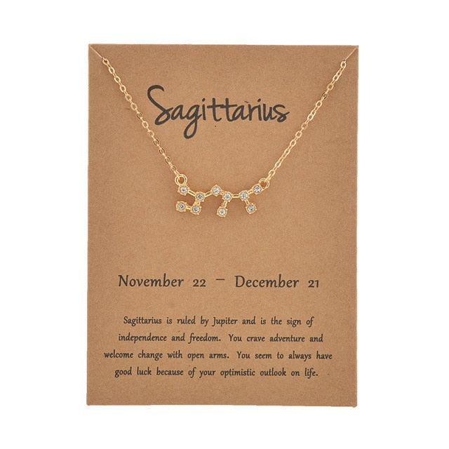 Female Elegant Star Zodiac Sign 12 Constellation Necklaces