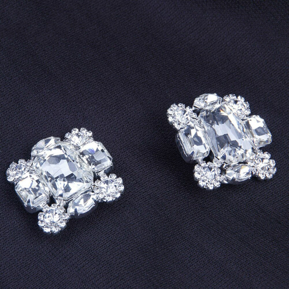 Fashion Luxury Cheap Jewelry Gifts Square Rhinestone Clip Earrings