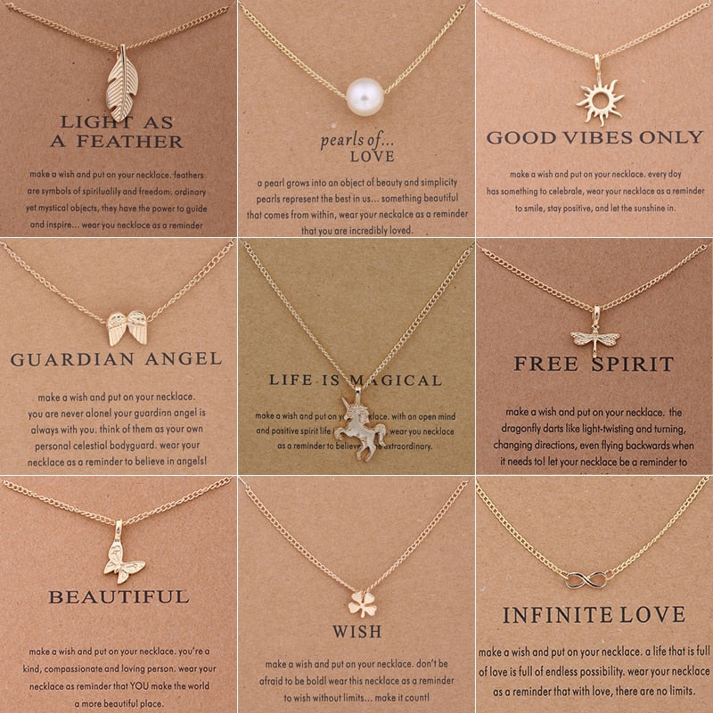 Clover Unicorn Luck Pendant Necklaces