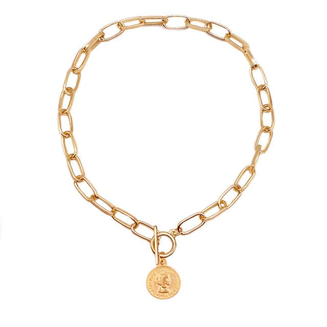 Punk Neck Chain Gold Color Kpop On the Neck Pendant