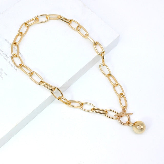 Punk Neck Chain Gold Color Kpop On the Neck Pendant