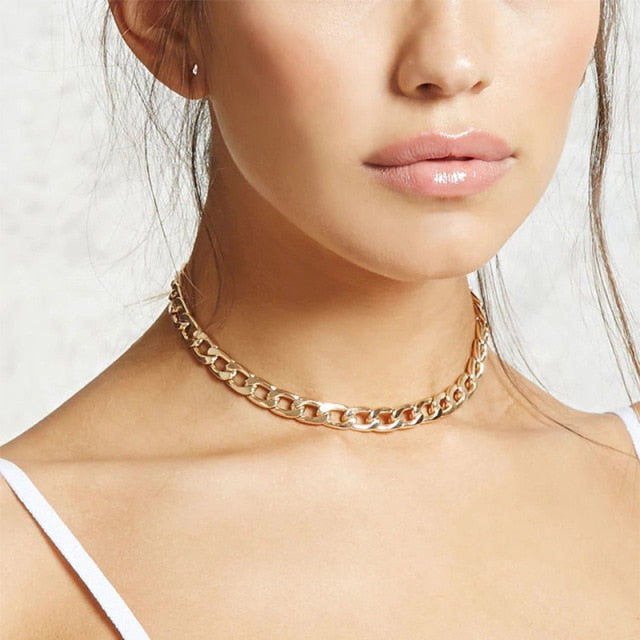 Punk Neck Chain Gold Color Kpop On the Neck Pendant