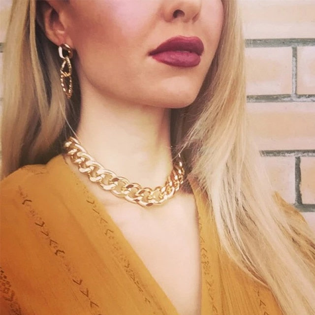 Punk Neck Chain Gold Color Kpop On the Neck Pendant