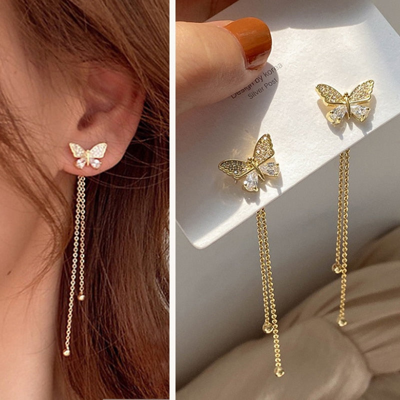 Korean Sweet Butterfly Rhinestone Earring