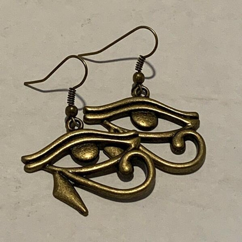 Vintage Bronze Turkish Devil Evil Eyes Necklace Pendant