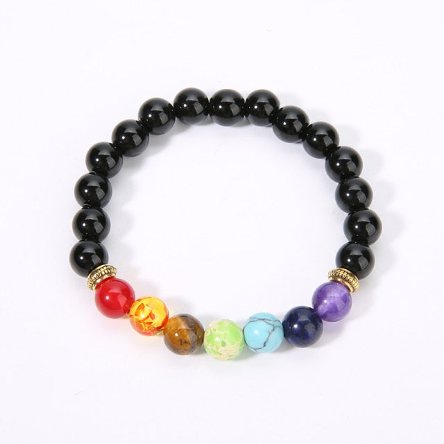 7 Chakra  Lava Stone Bracelet