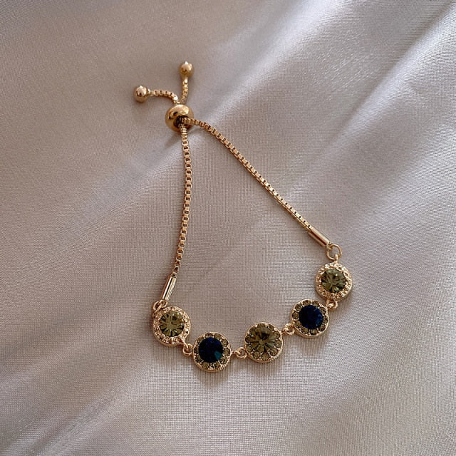Delicate Flowers Copper Pave Setting Cubic Zircon Charm Bracelets