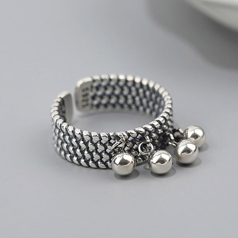 Beads Pendant Tassel  925 Sterling Silver Rings
