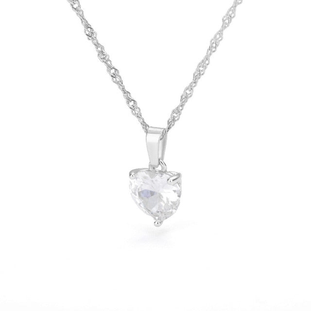 Heart  Gold Chain Zircon Heart Pendant Necklace