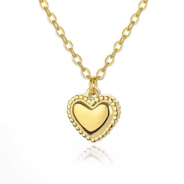 Heart  Gold Chain Zircon Heart Pendant Necklace