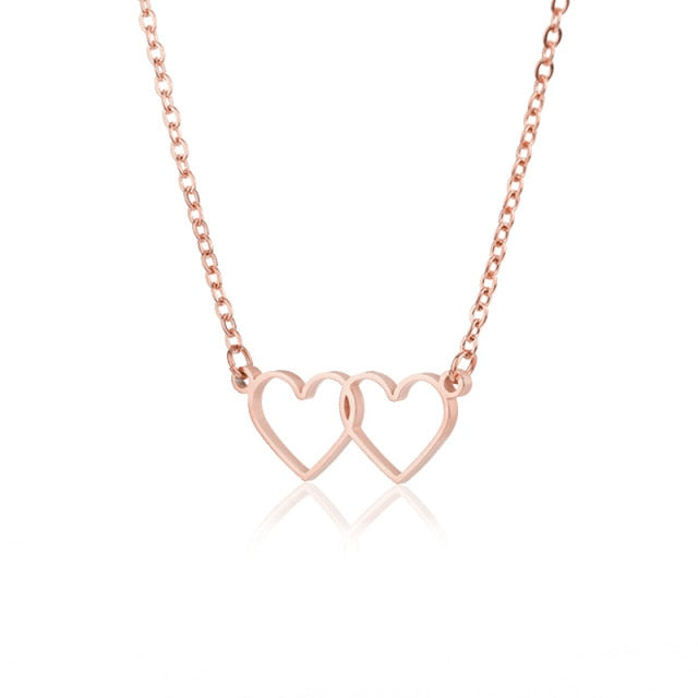Heart  Gold Chain Zircon Heart Pendant Necklace