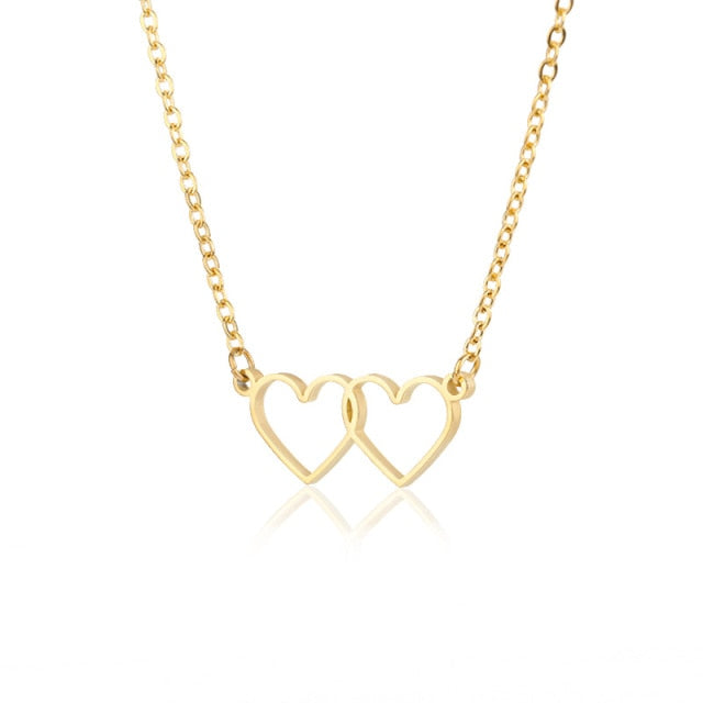 Heart  Gold Chain Zircon Heart Pendant Necklace
