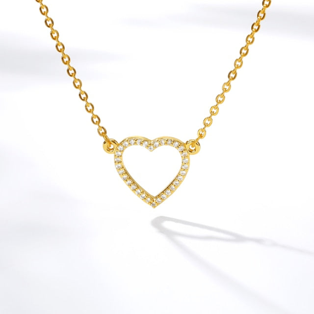 Heart  Gold Chain Zircon Heart Pendant Necklace