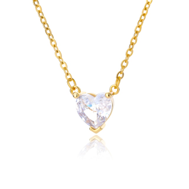 Heart  Gold Chain Zircon Heart Pendant Necklace