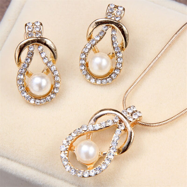 Gold Plate Color Simulated Pearl Jewelry Set