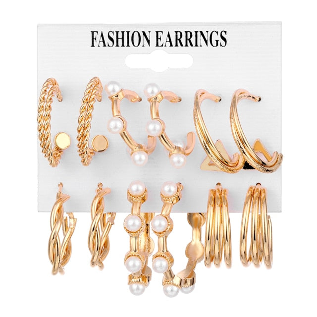 Gold/Sliver Big Bamboo Circle Hoop Earrings