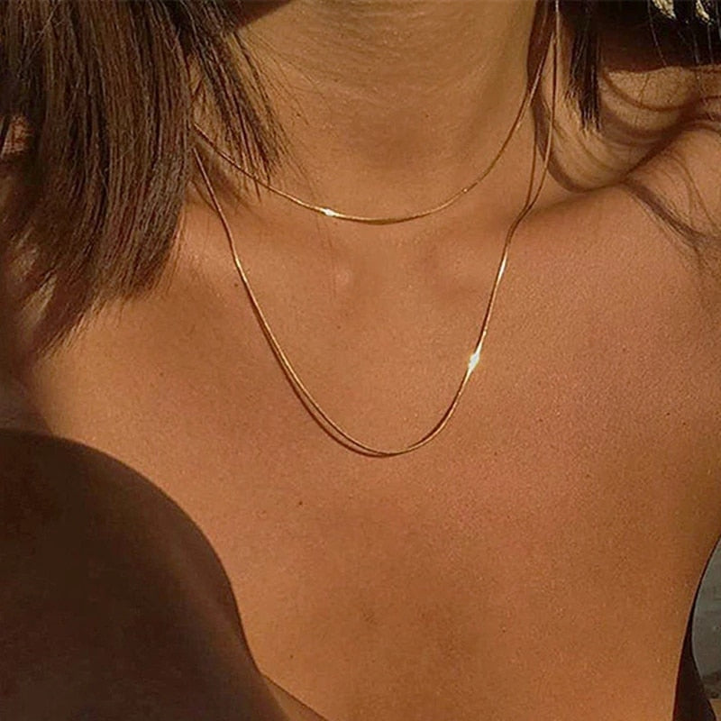 Women Neck Chain Gold Color Choker Necklace