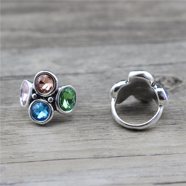 Anillo de dedo de cristal colorido para mujer y niña, para fiesta de primavera