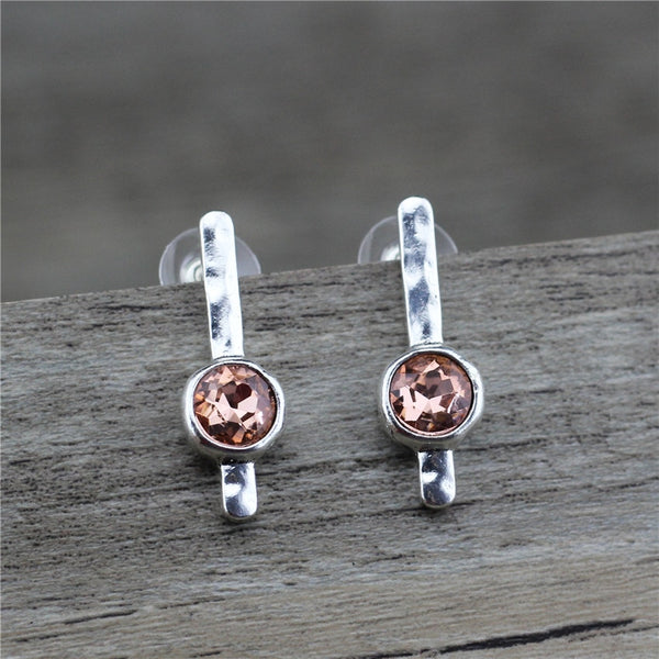 Nuevos pendientes de gota de cristal redondos de aleación de zinc para mujer