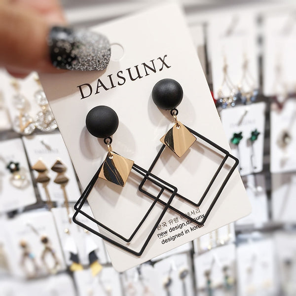 Black Fashion Geometric Drop Earrings