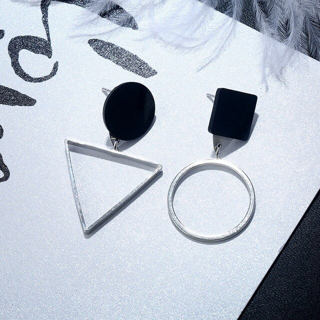 Black Fashion Geometric Drop Earrings