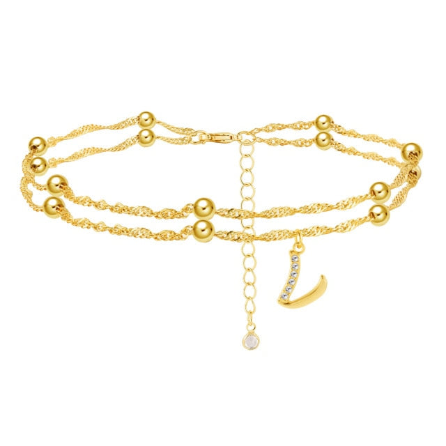 Tiny A-Z Initial Letter Anklets For Women
