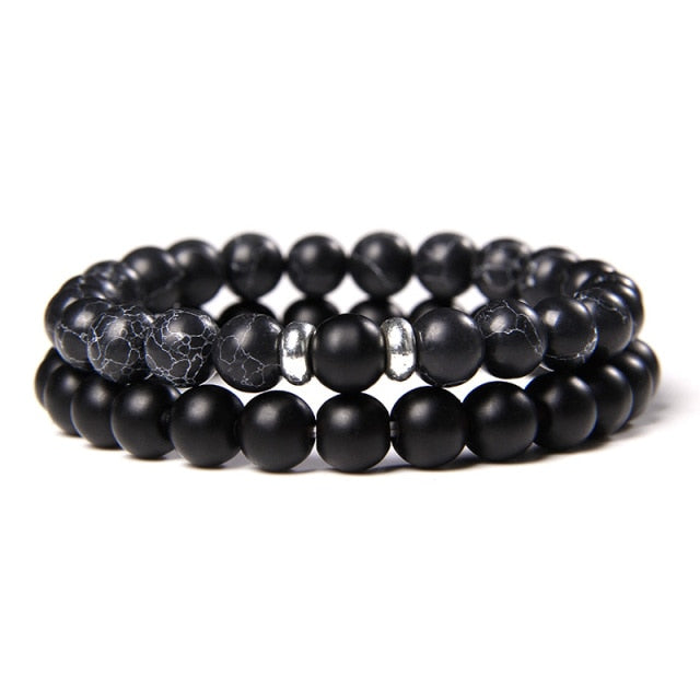 male Black Lava Stone Beads bracelet