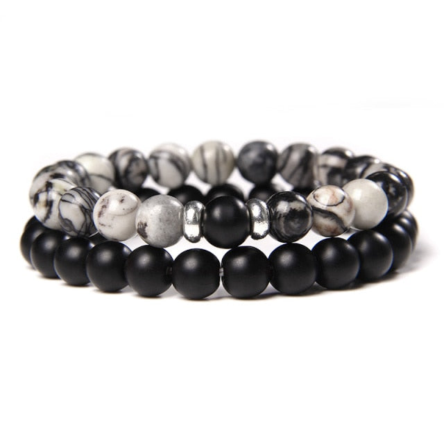 male Black Lava Stone Beads bracelet