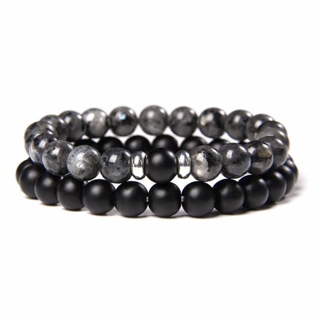 male Black Lava Stone Beads bracelet