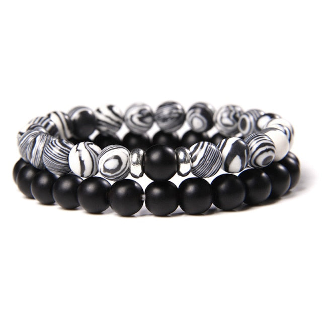 male Black Lava Stone Beads bracelet
