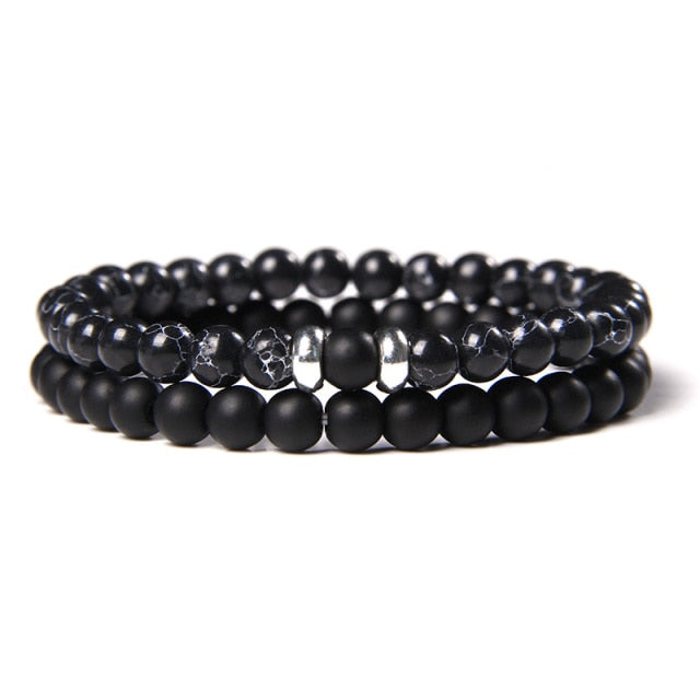 male Black Lava Stone Beads bracelet