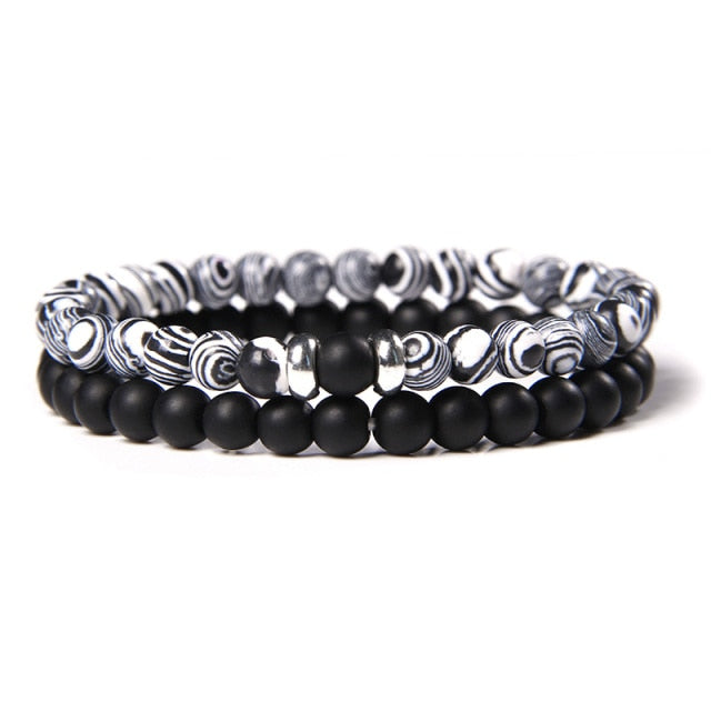 male Black Lava Stone Beads bracelet
