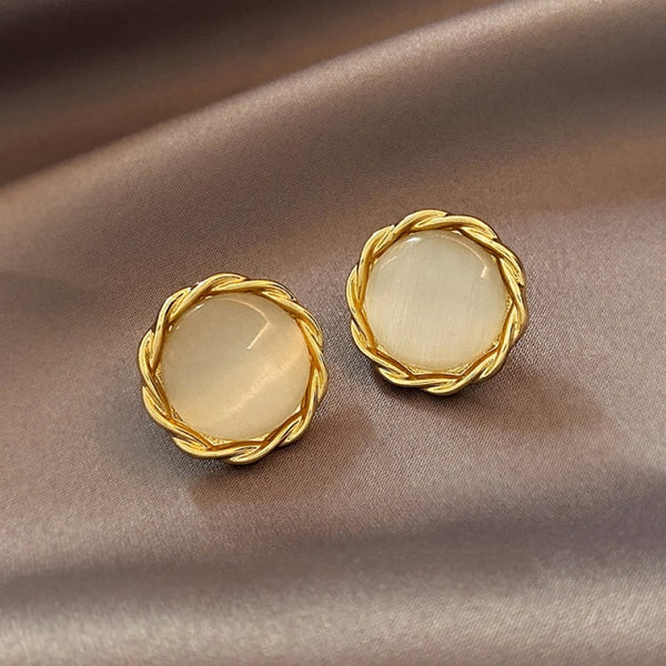 Elegantes y exquisitos pendientes circulares de pétalos de ópalo para mujer