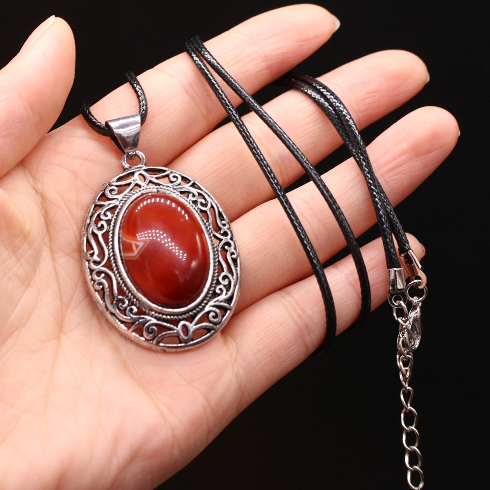 Natural Stone Necklace Water Drop Crystal Opal Necklace