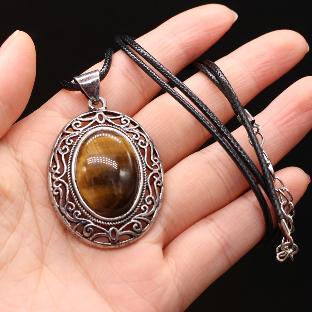 Natural Stone Necklace Water Drop Crystal Opal Necklace